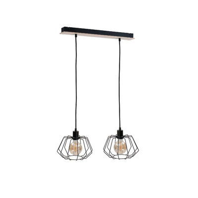Luminosa Lighting Luminosa Soho Bar Pendant Ceiling Light Wood55Cm2X E27 from B&Q