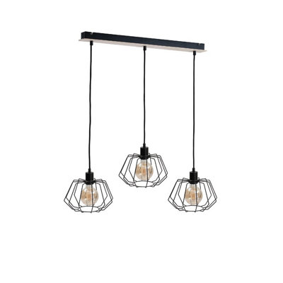 Luminosa Lighting Luminosa Soho Bar Pendant Ceiling Light Wood65Cm3X E27 from B&Q