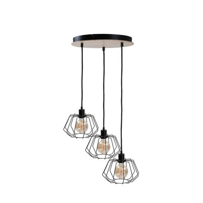Luminosa Lighting Luminosa Soho Cluster Pendant Ceiling Light Wood32Cm3X E27 from B&Q
