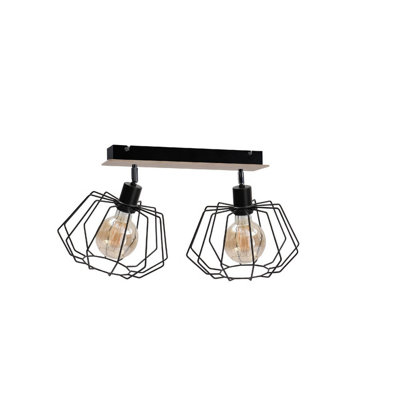Luminosa Lighting Luminosa Soho Twin Ceiling Spotlight Wood55Cm2X E27 from B&Q