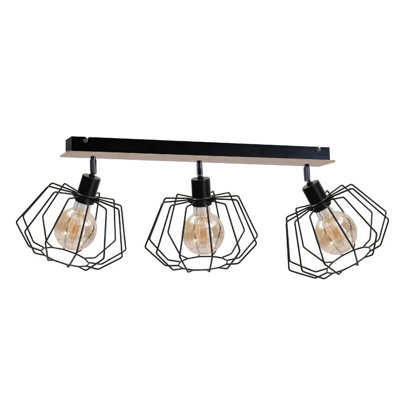 Luminosa Lighting Luminosa Soho Ceiling Spotlight Bar Wood65Cm3X E27 from B&Q