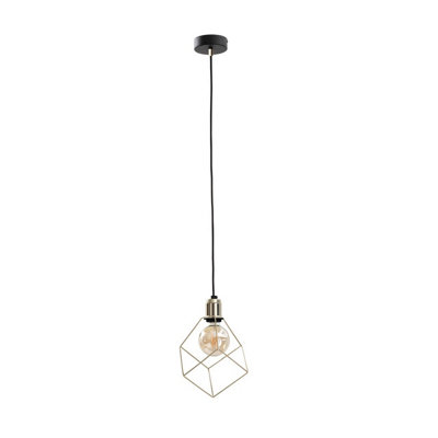 Luminosa Lighting Luminosa Taho Wire Frame Pendant Ceiling Light Gold22Cm1X E27 from B&Q