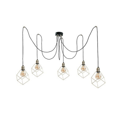 Luminosa Lighting Luminosa Taho Cluster Pendant Ceiling Light Gold5X E27 from B&Q