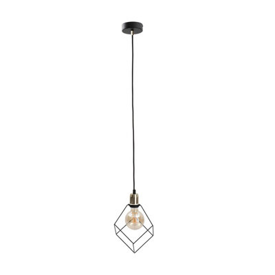 Luminosa Lighting Luminosa Ruben Wire Frame Pendant Ceiling Light Gold22Cm1X E27 from B&Q