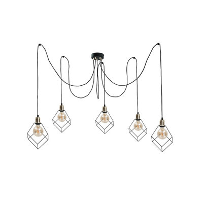 Luminosa Lighting Luminosa Ruben Cluster Pendant Ceiling Light Gold5X E27 from B&Q