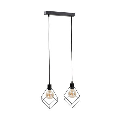 B&Q -  Luminosa Ruben Bar Pendant Ceiling Light Black50Cm2X E27