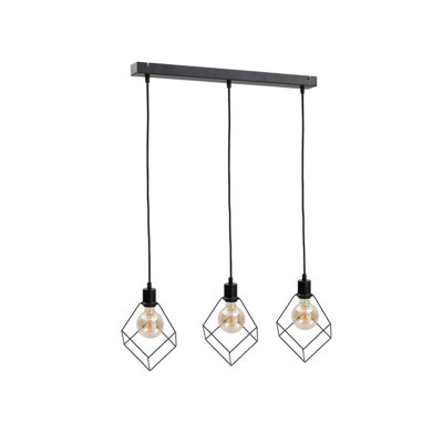 Luminosa Lighting Luminosa Ruben Bar Pendant Ceiling Light Black60Cm3X E27 from B&Q