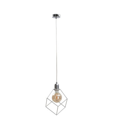 Luminosa Lighting Luminosa Ruben Wire Frame Pendant Ceiling Light Silver22Cm1X E27 from B&Q
