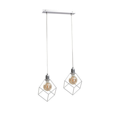 Luminosa Lighting Luminosa Ruben Bar Pendant Ceiling Light Silver50Cm1X E27 from B&Q