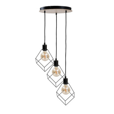 Luminosa Lighting Luminosa Ruben Cluster Pendant Ceiling Light Wood32Cm3X E27 from B&Q