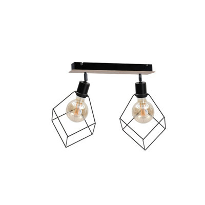 Luminosa Lighting Luminosa Ruben Twin Ceiling Spotlight Wood55Cm2X E27 from B&Q