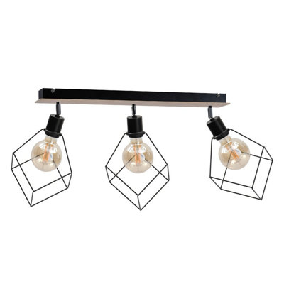 Luminosa Lighting Luminosa Ruben Ceiling Spotlight Bar Wood65Cm3X E27 from B&Q