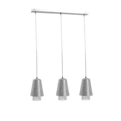 Luminosa Lighting Luminosa Molly Bar Pendant Ceiling Light Crystal Silver60Cm3X E27 from B&Q