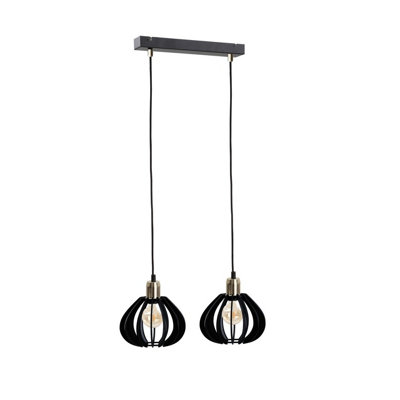 Luminosa Lighting Luminosa Gemma Bar Pendant Ceiling Light BlackGold50Cm2X E27 from B&Q