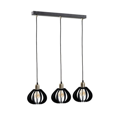 Luminosa Lighting Luminosa Gemma Bar Pendant Ceiling Light BlackGold60Cm3X E27 from B&Q