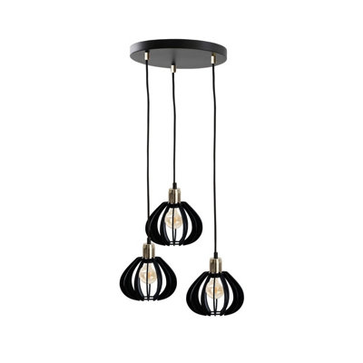 Luminosa Lighting Luminosa Gemma Cluster Pendant Ceiling Light BlackGold32Cm3X E27 from B&Q