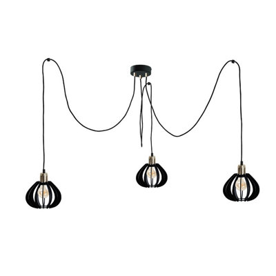 Luminosa Lighting Luminosa Gemma Cluster Pendant Ceiling Light BlackGold3X E27 from B&Q