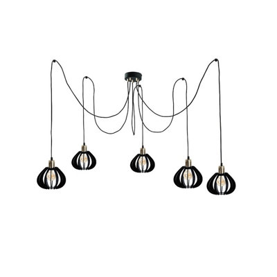 Luminosa Lighting Luminosa Gemma Cluster Pendant Ceiling Light BlackGold5X E27 from B&Q
