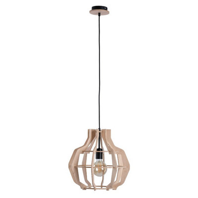 Luminosa Lighting Luminosa Bento Wire Frame Pendant Ceiling Light BlackWood38.5Cm1X E27 from B&Q