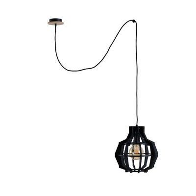 Luminosa Lighting Luminosa Bento Wire Frame Pendant Ceiling Light Black28Cm1X E27200Cm Wire from B&Q