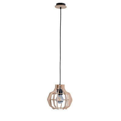 Luminosa Lighting Luminosa Bento Wire Frame Pendant Ceiling Light BlackWood28Cm1X E27 from B&Q