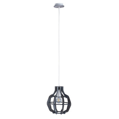 B&Q -  Luminosa Bento Wire Frame Pendant Ceiling Light Small Grey28Cm1X E27