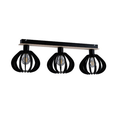 Luminosa Lighting Luminosa Nicoleta Ceiling Spotlight Bar Black And Natural62Cm3X E27 from B&Q