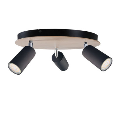 Luminosa Lighting Luminosa Eye Ceiling Spotlight Clusters BlackWood31Cm3X Gu10 from B&Q