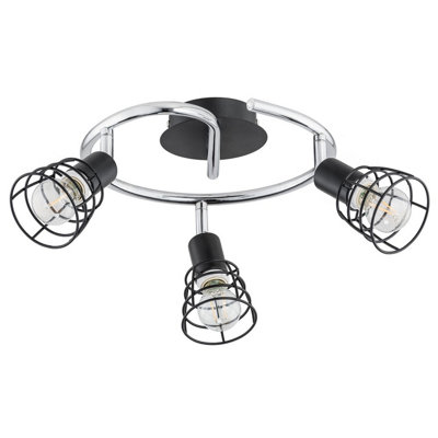 Luminosa Lighting Luminosa Cage Multi Arm Semi Flush Ceiling Light Black29Cm3X E14 from B&Q
