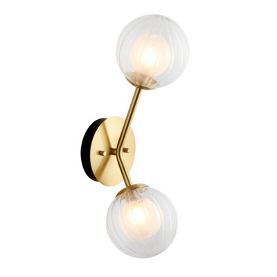 Luminosa Lighting Luminosa Rome Metal Wall LampSatin Brass PlateGlass from B&Q