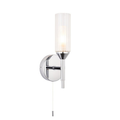 B&Q -  Luminosa Casoria Bathroom Glass Wall LampChrome PlateRibbed GlassIp44