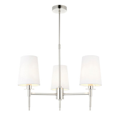 Luminosa Lighting Luminosa Florence Multi Arm Shade Pendant Ceiling LampBright Nickel PlateVintage White Fabric from B&Q