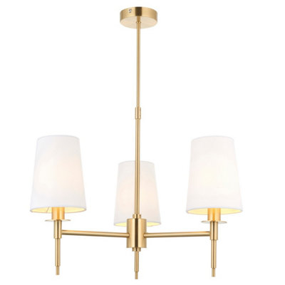 Luminosa Lighting Luminosa Florence Multi Arm Shade Pendant Ceiling LampSatin Brass PlateVintage White Fabric from B&Q
