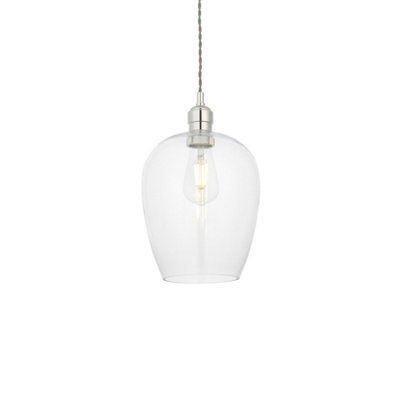 Luminosa Lighting Luminosa Livorno Single Pendant Ceiling LampBright Nickel PlateGlass from B&Q