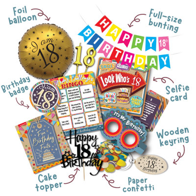 18th Birthday in a Box Gift Set  Complete Party Kit with Decorations Novelty - Image 4