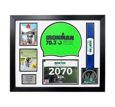 Triathlon Medal Display Frame For Swim CapBibPhotoWhite Mount from B&Q