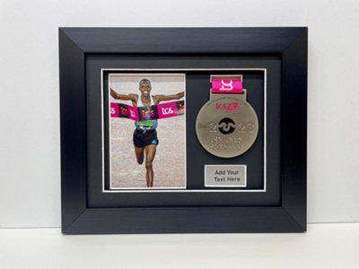  - Marathon Medal Display Frame: 3D Shadow Box With Photo & TextBlack Mount
