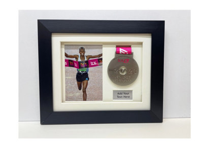  - Marathon Medal Display Frame: 3D Shadow Box With Photo & TextWhite Mount
