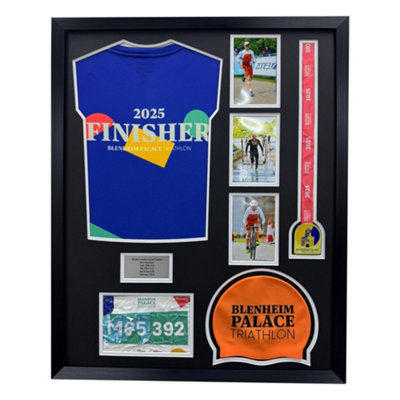 Blenheim Palace Triathlon 2025 Medal Display Frame: Diy Running Bib & PhotoWhite Frame from B&Q