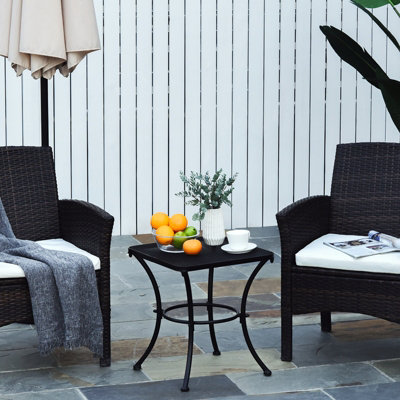 Outsunny 45Cm Square Metal Outdoor Patio Bistro Table Coffee Desk Black from B&Q