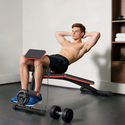 Homcom Foldable Dumbbell Bench Weight Training7 Incline AdjustableRed from B&Q