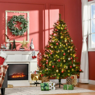 Homcom 6Ft Pre-Lit Christmas Tree Artificial Spruce Tree Holiday Décor Stand from B&Q