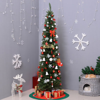 Homcom Tall Christmas Pine Tree Artificial Easy Assembly Holiday Décor 7Ft