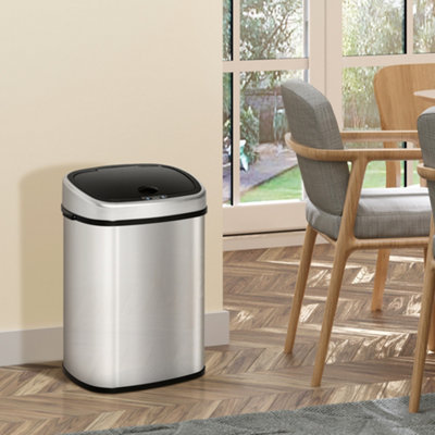 Homcom Sensor Dustbin Touchless Trash Can Automatic Stainless Steel 58L from B&Q
