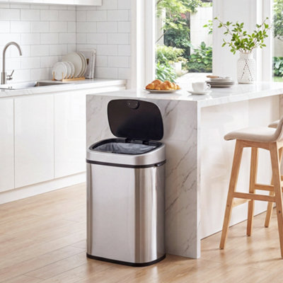 Homcom Sensor Dustbin Touchless Trash Can Automatic Stainless Steel 48L from B&Q