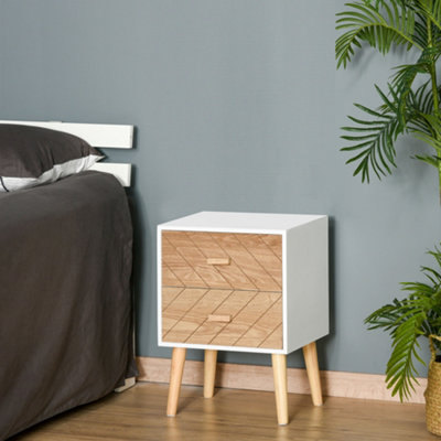 Homcom Bedside Table 2 Drawers Side Cabinet Wooden Storage Chest from B&Q