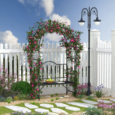 Outsunny Garden Arch Bench Outdoor Patio Trellis Arbor For Climbing Plant