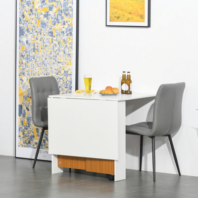 B&Q -  Folding Dining Table Mobile Writing Desk W/ Casters Teak ColourWhite
