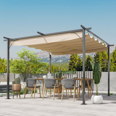 Outsunny 3.5X3.5M Pergola Metal Gazebo Backyard Porch Awning Retractable Canopy from B&Q