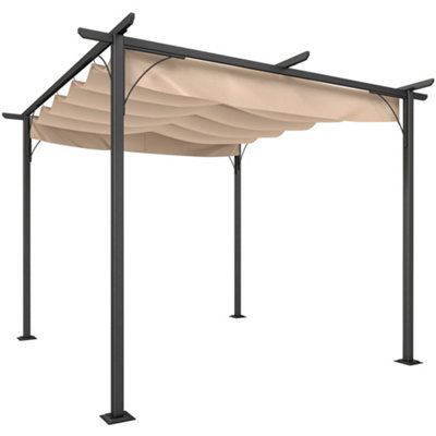 B&Q -  3X3M Outdoor Pergola Metal Gazebo Porch Awning Retractable Canopy